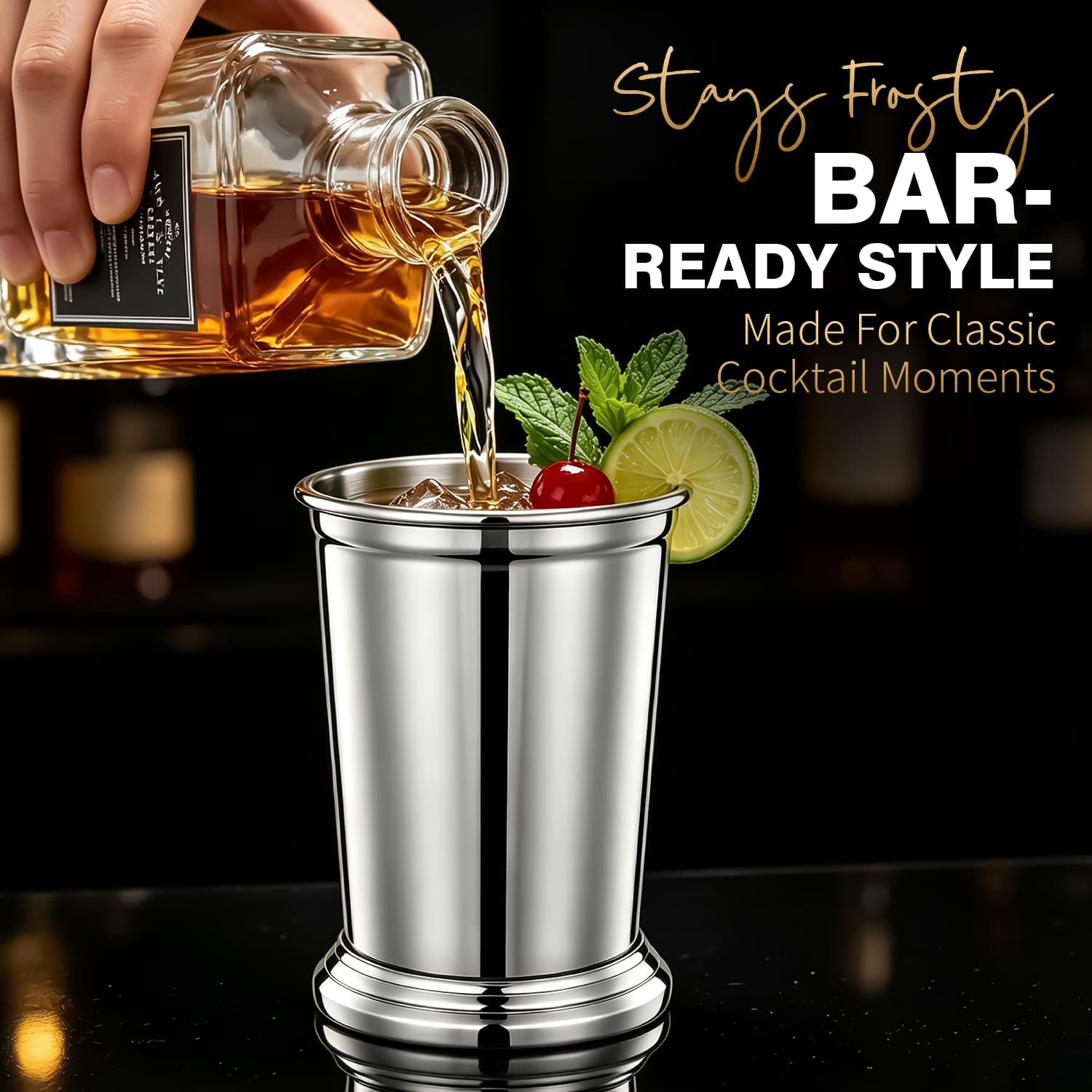 12oz Stainless Steel Mint Julep Cup - Professional Mirror Polished Cocktail Mug view 5