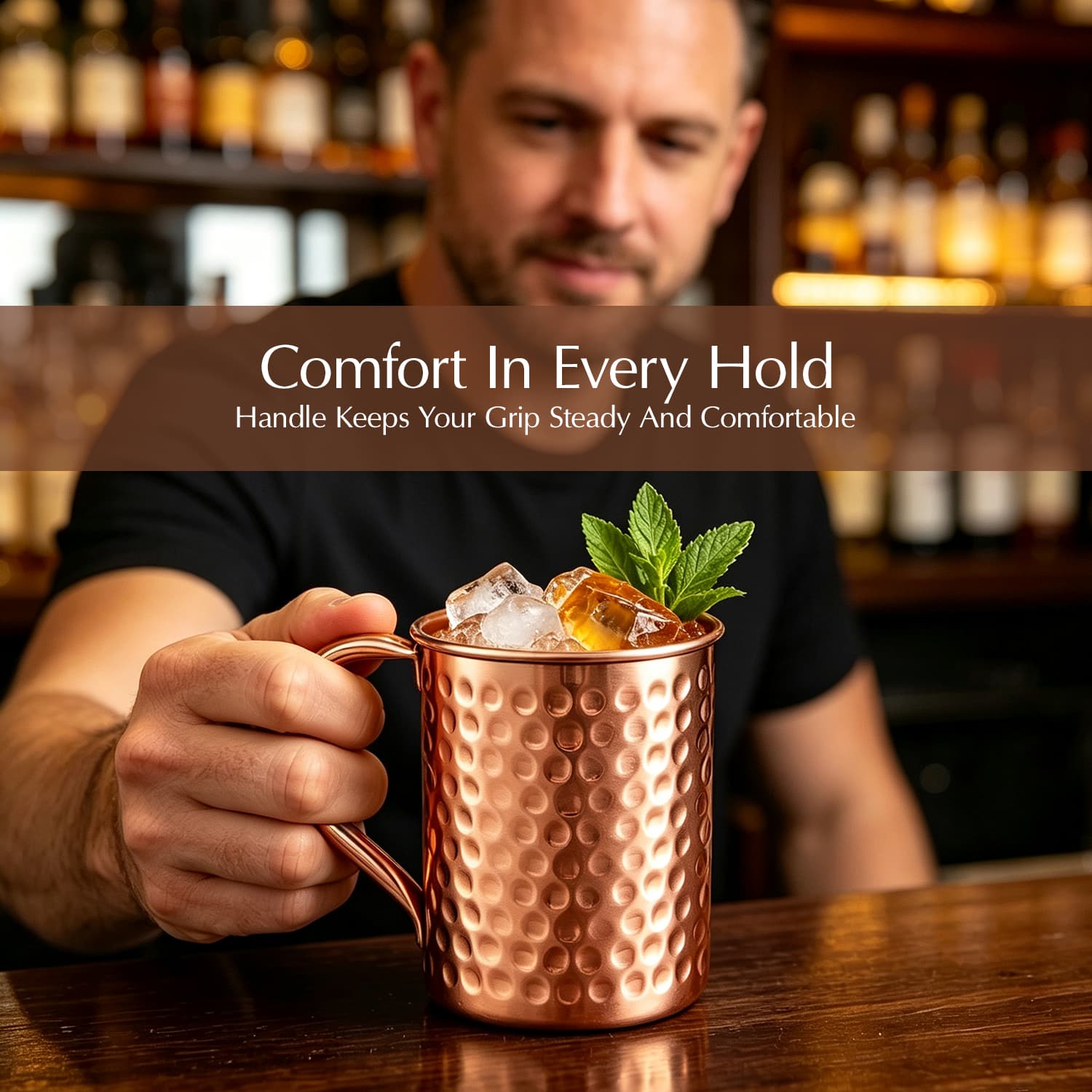 400ml Hammered Copper Moscow Mule Mug Food-Grade Stainless Steel Cocktail Cup view 6