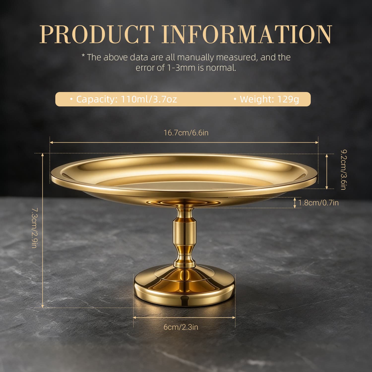 Gold Footed Dessert Plates 110ml Stainless Steel Serving Cups with Pedestal Base view 2