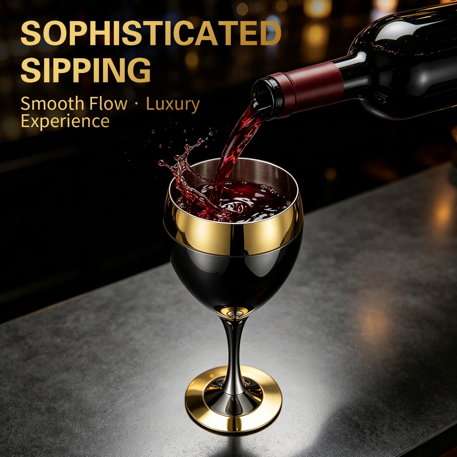Gold-Plated Stainless Steel Goblet Series Red Wine, Cocktail Coupe & Liqueur Chalice view 4