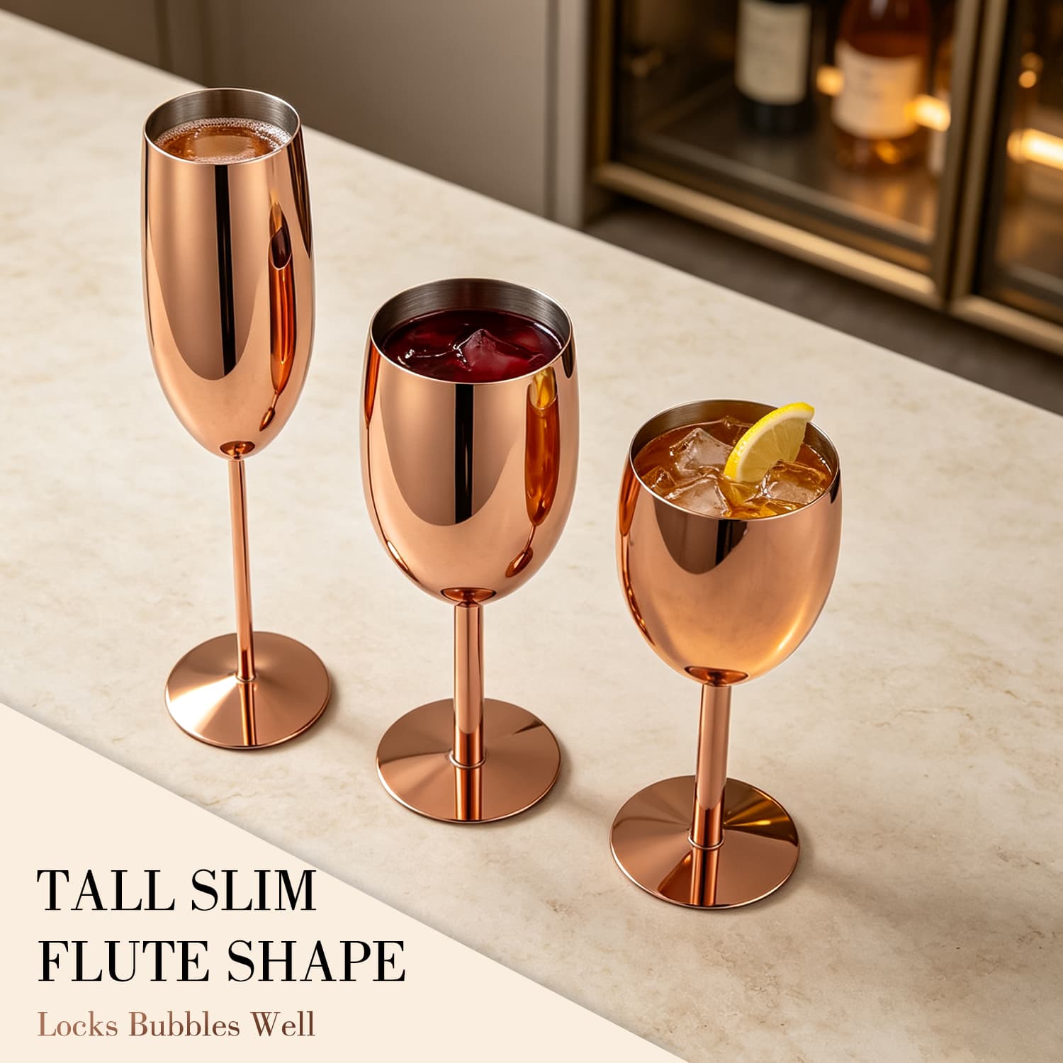 304 Stainless Steel Rose Gold Champagne Flutes & Goblets view 5