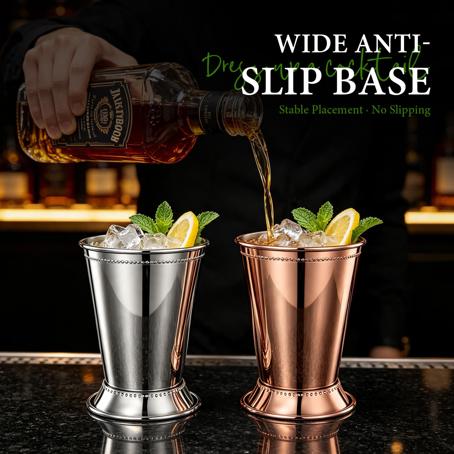 Professional 400ml Mint Julep Cup Mirror Finish Stainless Steel Cocktail Cup view 4