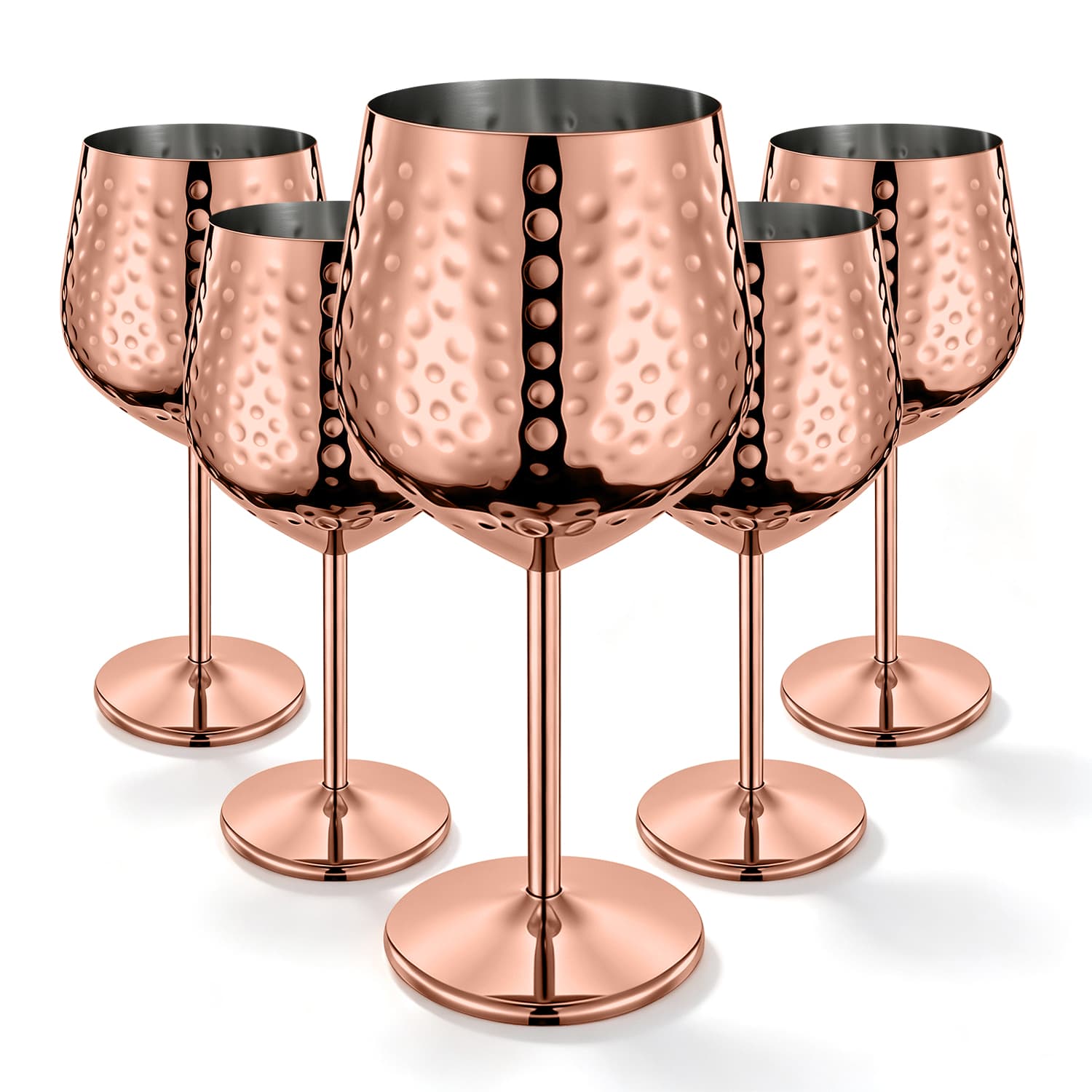 304 Stainless Steel Wine Glass 18oz Hammered Metal Wine Goblet