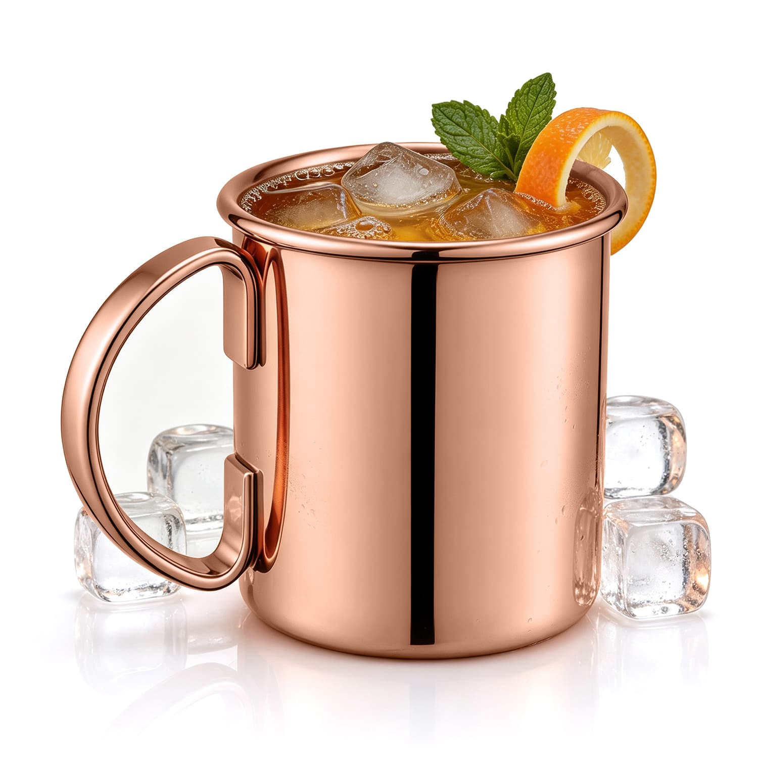 Barware Rose Gold Moscow Mule Mug 16oz Cold-Ready Cocktail Tumbler