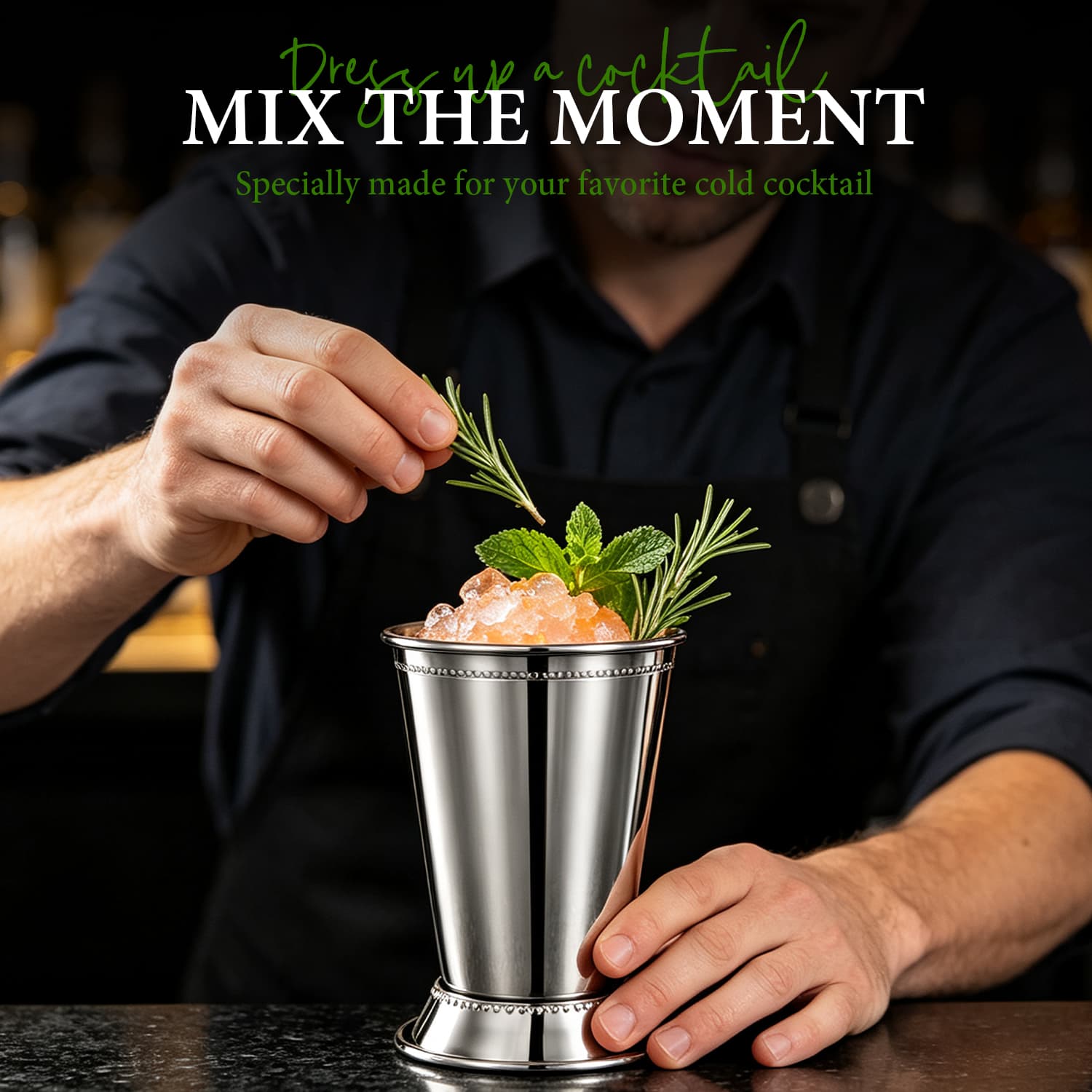 Professional 400ml Mint Julep Cup Mirror Finish Stainless Steel Cocktail Cup view 5