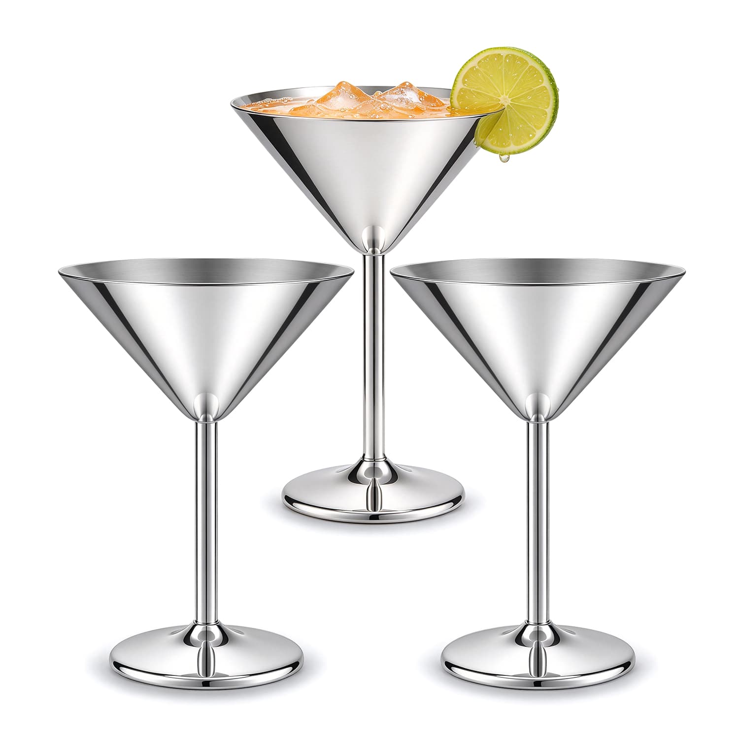Stainless Steel Martini Glass 260ml Classic Cocktail Coupe with Brushed Interior