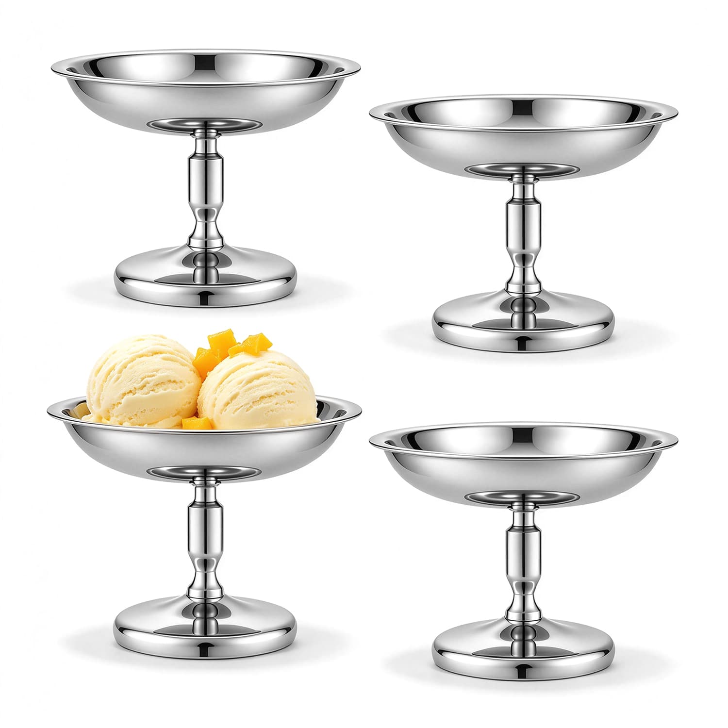 Stainless Steel Ice Cream Cups Mini Dessert Coupe with Pedestal Foot Mirror Polish