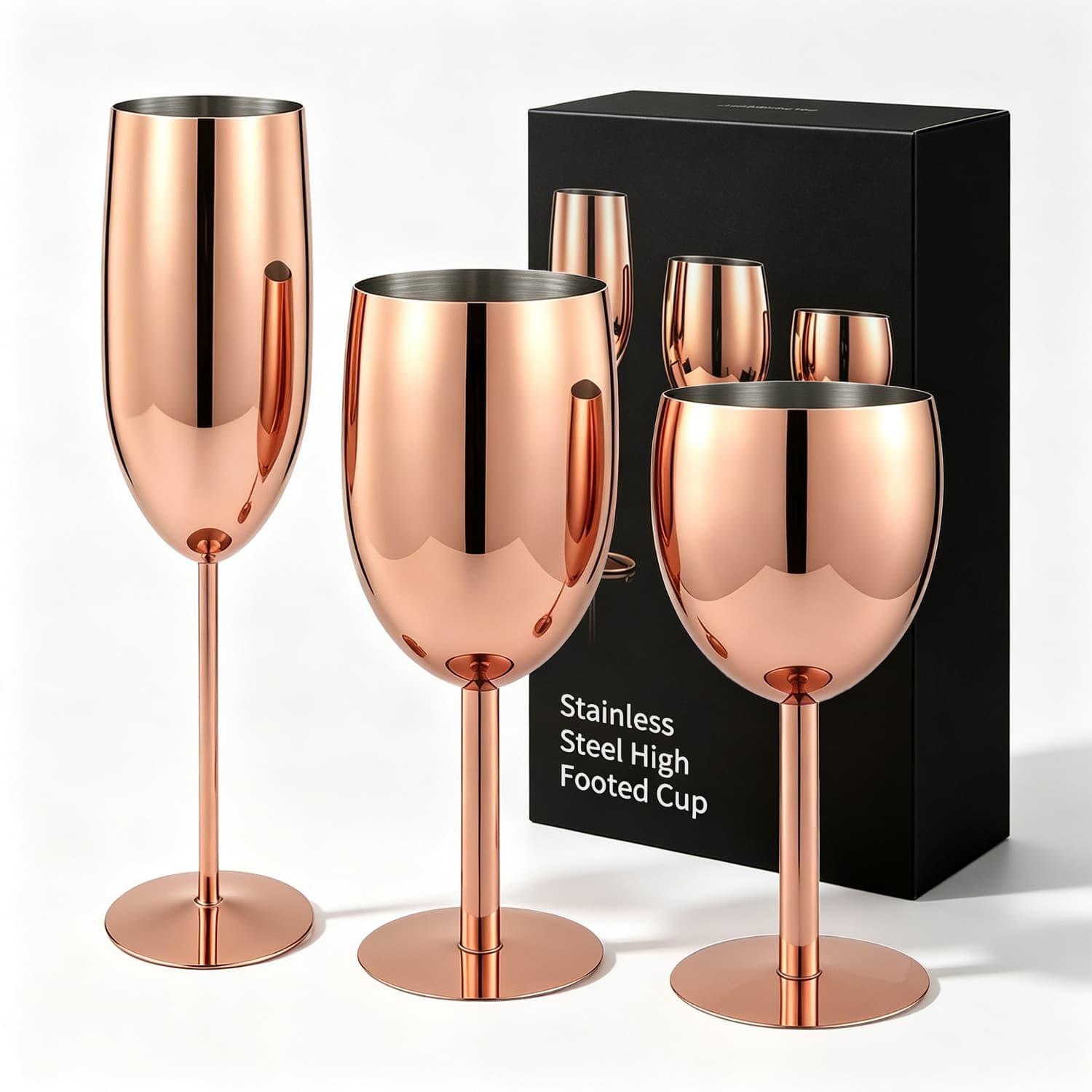 304 Stainless Steel Rose Gold Champagne Flutes & Goblets