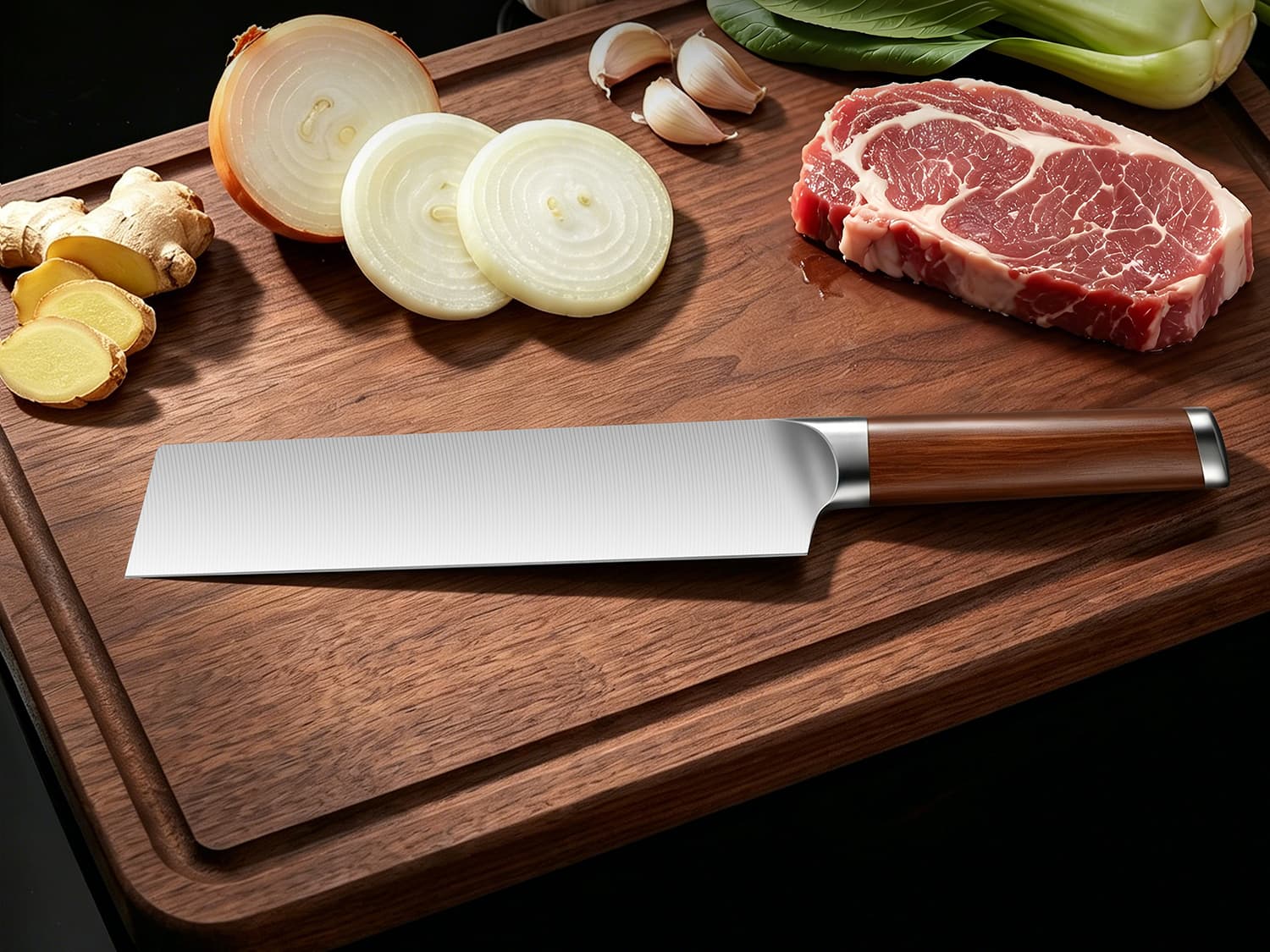 Wholesale stainless steel Nakiri knife for professional kitchenware brands